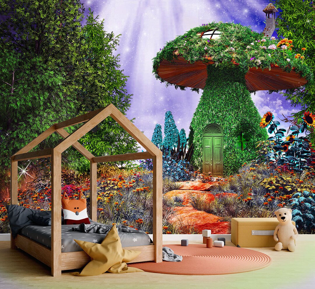 Mushroom in Magic Forest - Self-adhesive Removable Mural, Decal ...