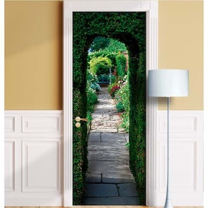 Garden green arch - Mural for Door, Wall, Fridge, Sticker, Peel Stick Cover, Self-adhesive Decal, Wrap, Cling. ALL SIZES