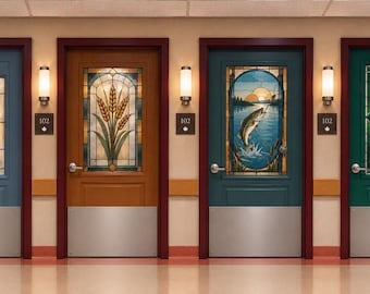 Door Covers for Memory Care Top Half Door Wayfinding Peel and Stick Vinyl Decals