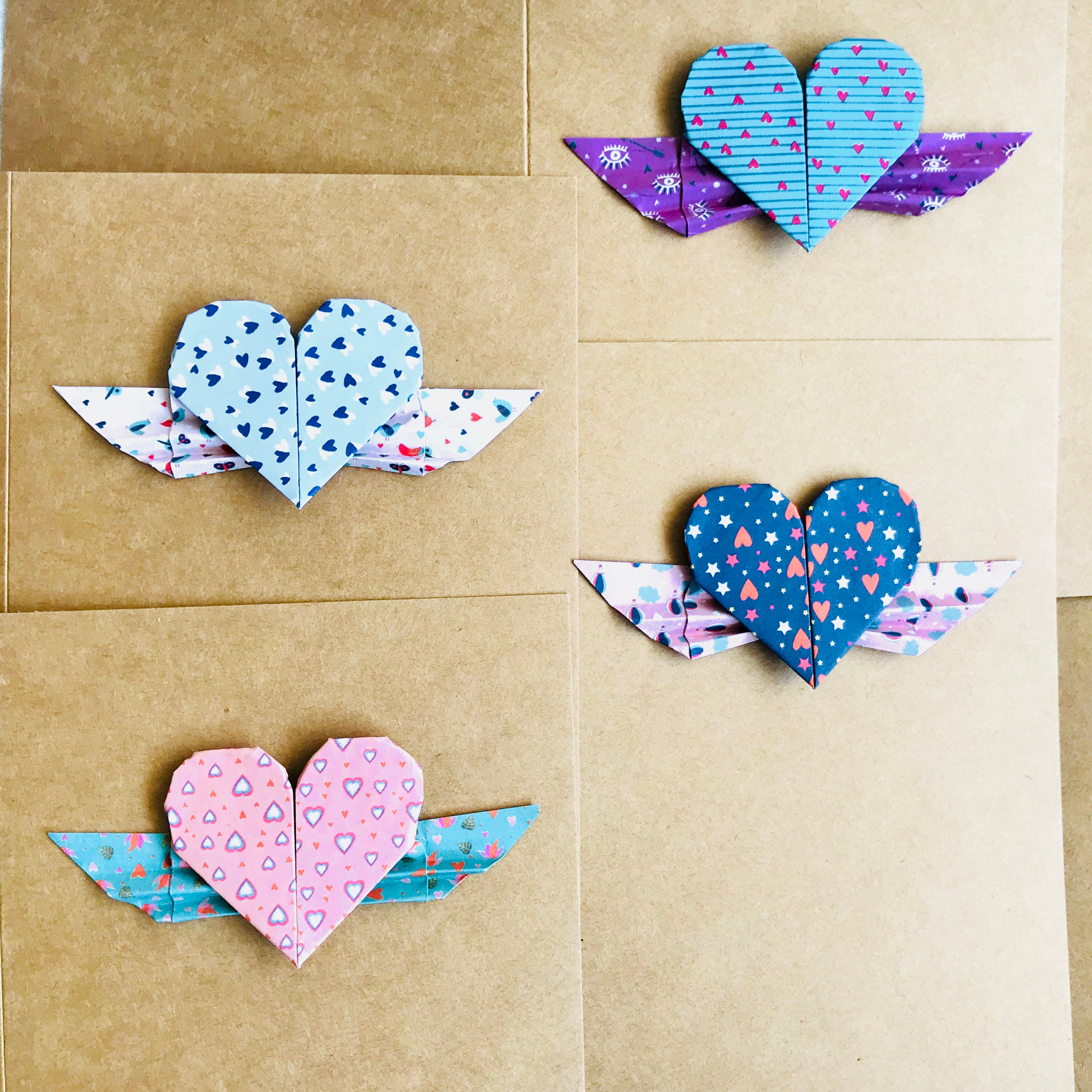 Winged heart card origami Father's Day Etsy