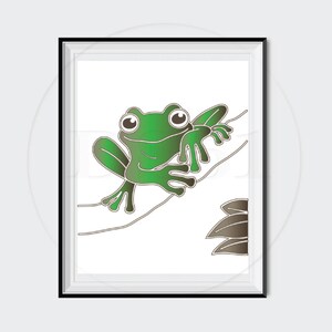 Green Frog Nursery Digital Printable Poster and Postcard Instant Download 16&quot;x20&quot;, 8&quot;x10&quot;, 4&quot;x6&quot;
