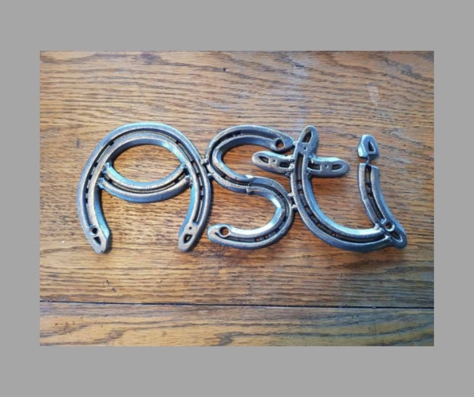 Horseshoe signs/wall art 4 letters steel gift initial | Etsy