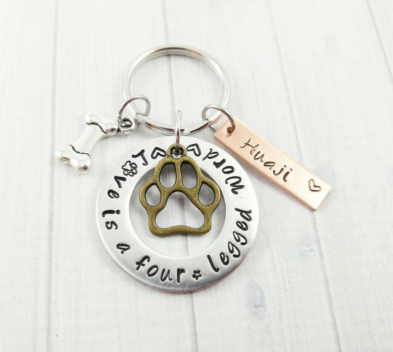 Dog Keychain, Dog Lover Gift Personalized. I Love Dogs. Dog Walker, Sitter Gift. Custom New Puppy Key Chain image 7