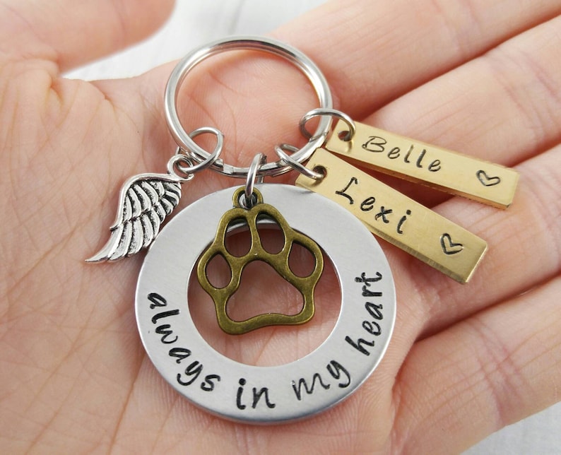 Always In My Heart Custom Dog Memorial Dog Loss Dog Remembrance Tag Handstamped Personalized Dog Keychain image 6