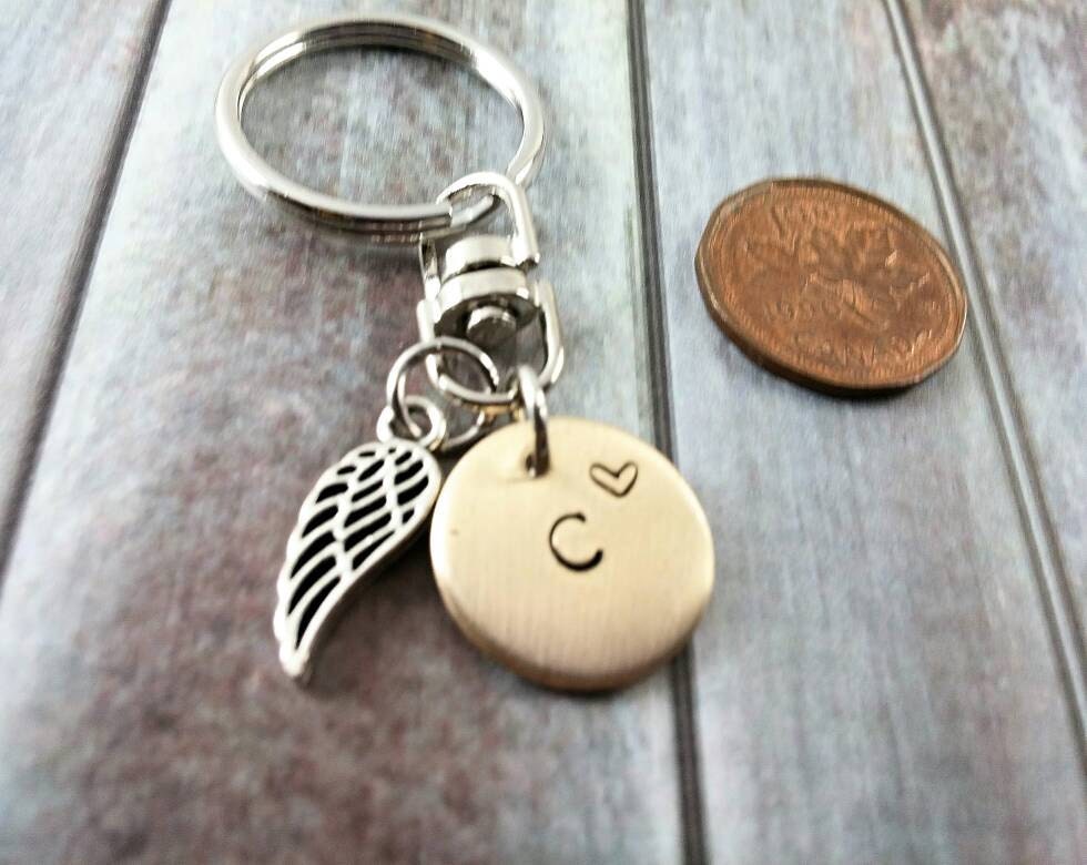 Custom Memorial Keychain Memorial Key Chain Funeral Gift Angel Etsy