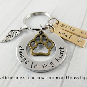 Always In My Heart Custom Dog Memorial Dog Loss Dog Remembrance Tag Handstamped Personalized Dog Keychain image 3