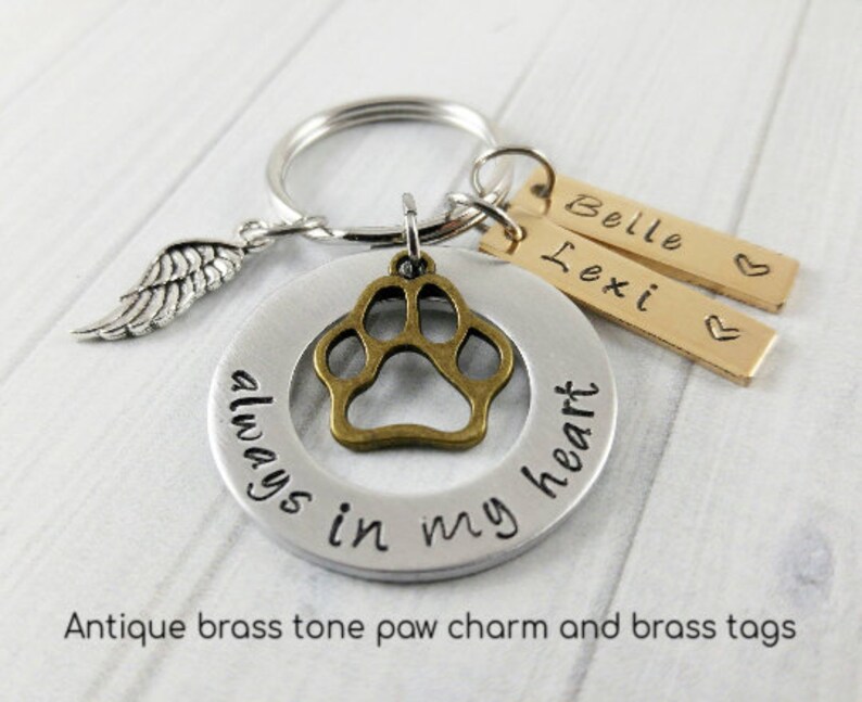 Always In My Heart Custom Dog Memorial Dog Loss Dog Remembrance Tag Handstamped Personalized Dog Keychain image 3