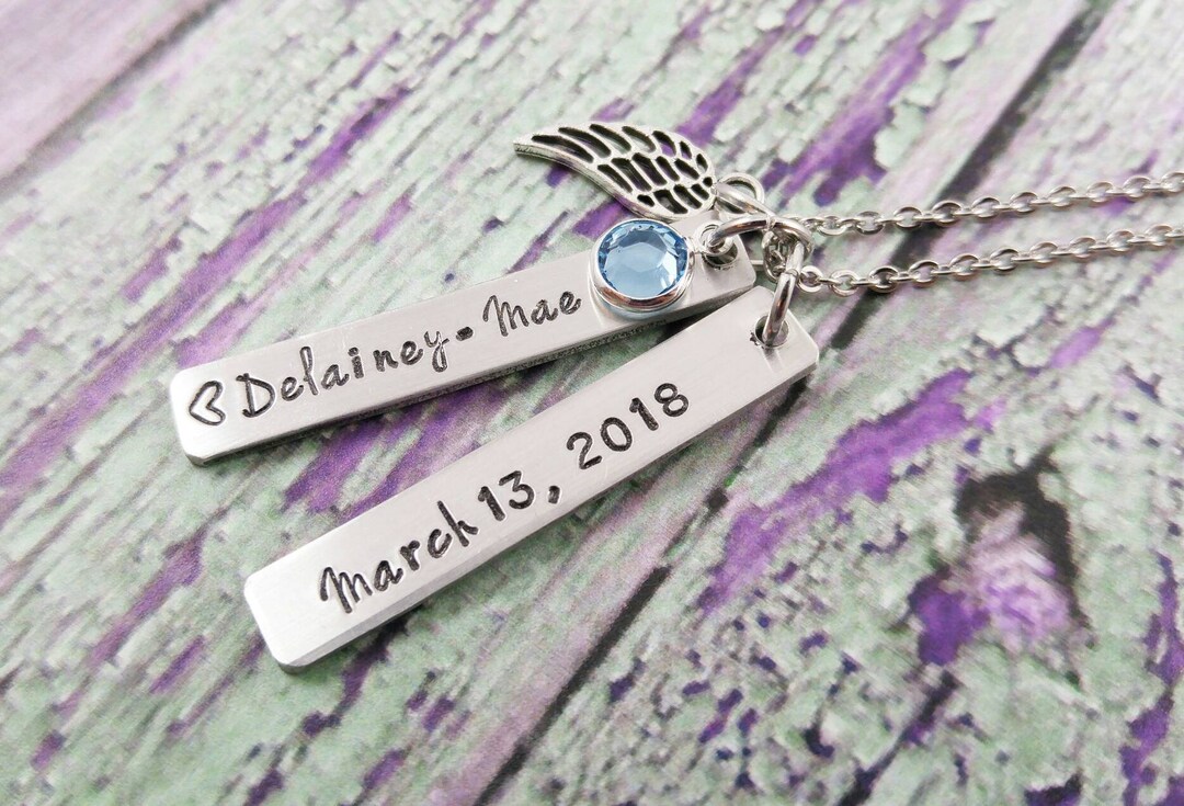 Infant Memorial Necklace Infant Loss Gift Name and Birthstone Etsy