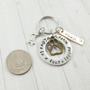 Dog Keychain, Dog Lover Gift Personalized. I Love Dogs. Dog Walker, Sitter Gift. Custom New Puppy Key Chain image 3