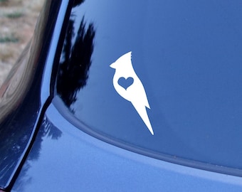 Cardinal Heart Vinyl Decal: Bird Lover, Loved One Sticker