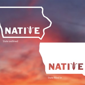 Iowa, Native, Corn, State, Vinyl Sticker, White decal for Car, Window, Water bottle, Computer, and more