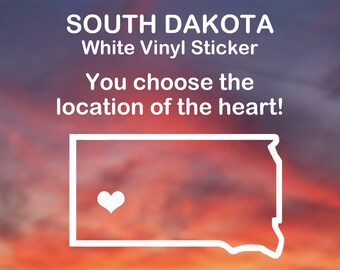 South Dakota Vinyl Sticker: Custom City Heart Decal