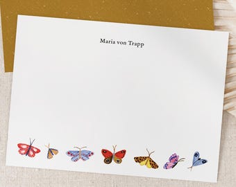 Personalized Watercolor Butterfly Stationery Set, Custom Notecards, Gift Box (Cards + Envelopes)