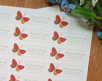 Watercolor Butterfly Return Address Labels, Custom Stationery Stickers for Mail