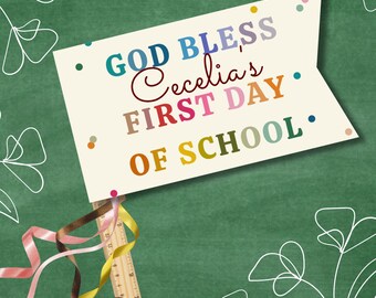 Bandierina personalizzata per il primo giorno di scuola: Arcobaleno stampabile (download digitale)