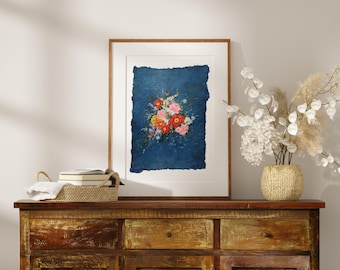 Farmhouse Cottage Flowers Giclee Art Print for cottagecore wall decor floral watercolor botanical study housewarming gift idea for wedding