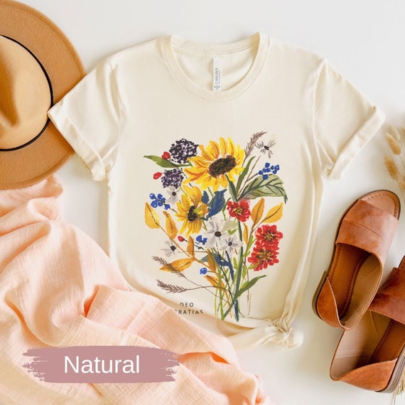 Deo Gratias Sunflower TShirt: Catholic Tee