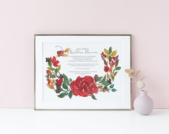 St Andrew Novena Prayer Art Print Watercolor Wreath Christmas Gift Advent Decor Catholic Home Wall Art Traditional Holiday Blessing decor