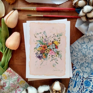Colorful Bouquet Cards, Impressionist Florals, Fine Art Floral Card, Flowers Card, Floral Card, Catholic Handmade, Thank You Cards