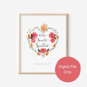 8x10 Veni Sancte Spiritus Art Printable / Sacred Heart Printable / Digital Art Print / Catholic Printables / Catholic Handmade Printables