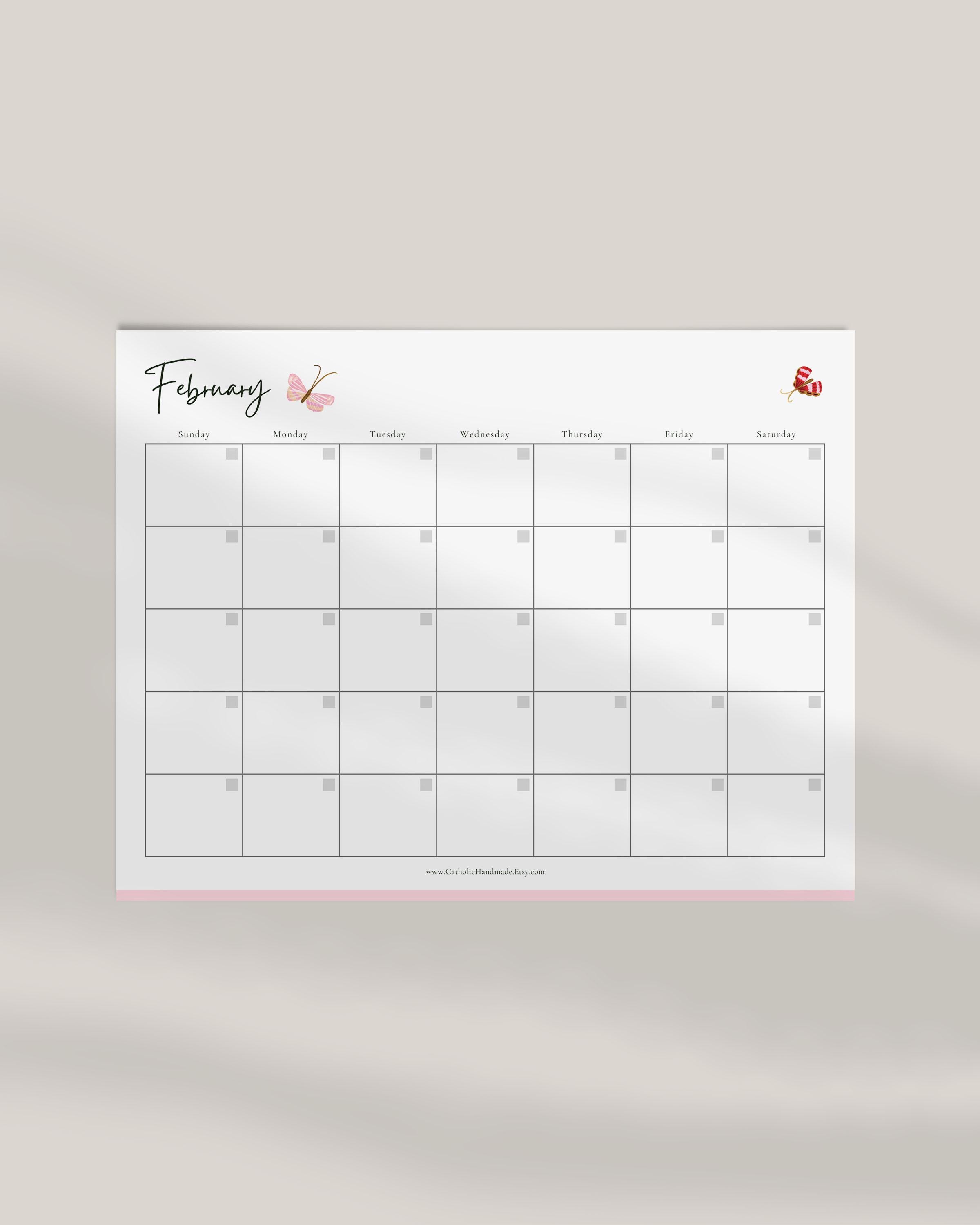 Butterfly Printable Perpetual Calendar: Hand-painted Artwork (PDF File ...