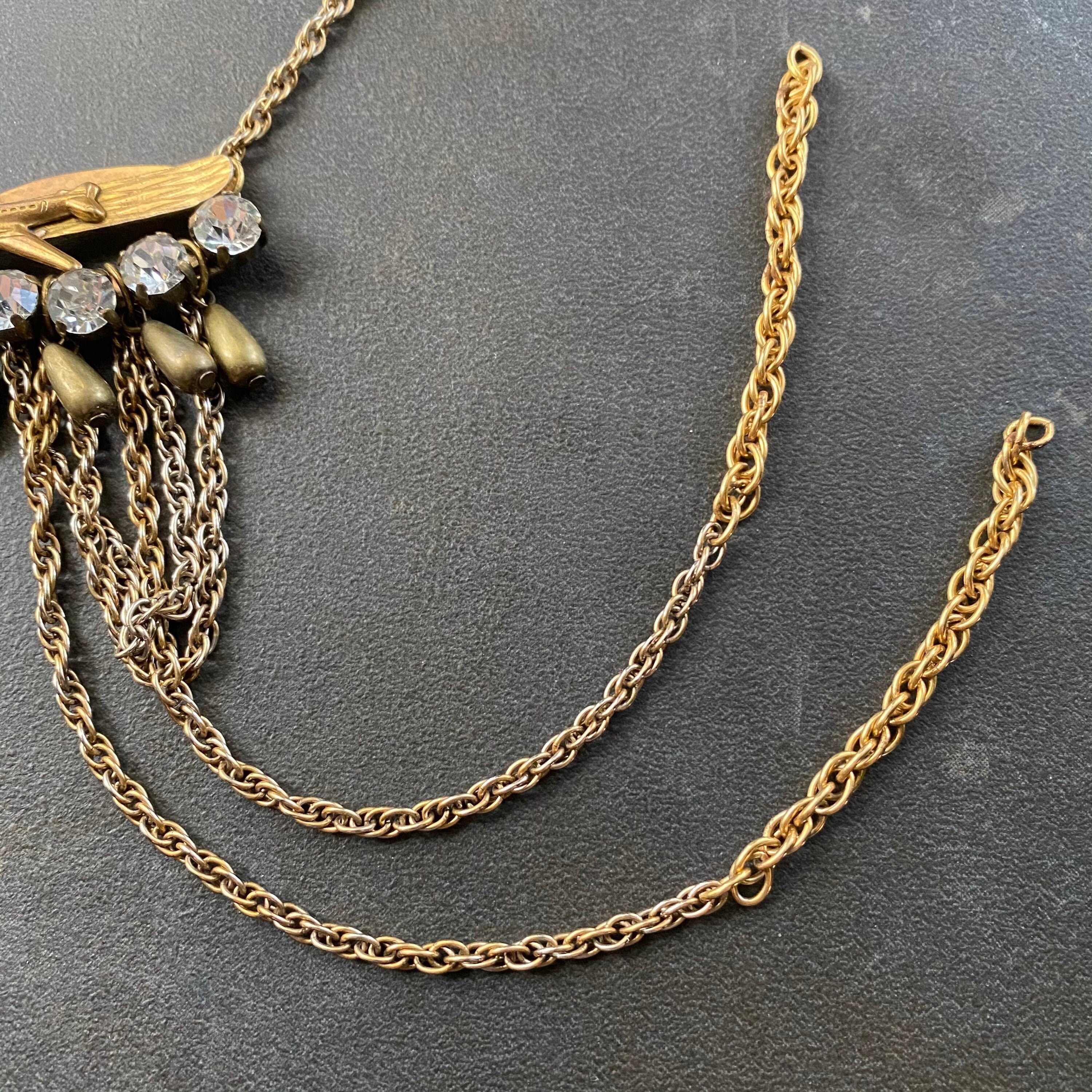 Airplane Necklace Vintage Brass Money Clip Vintage Chains