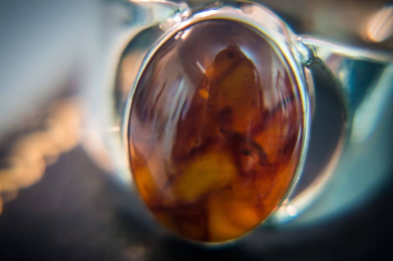 Sterling Silver and Large Oval Amber Ring. All Sizes. Handmade Etsy UK
