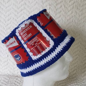 CUBS Handmade Crochet Beer Can Hat