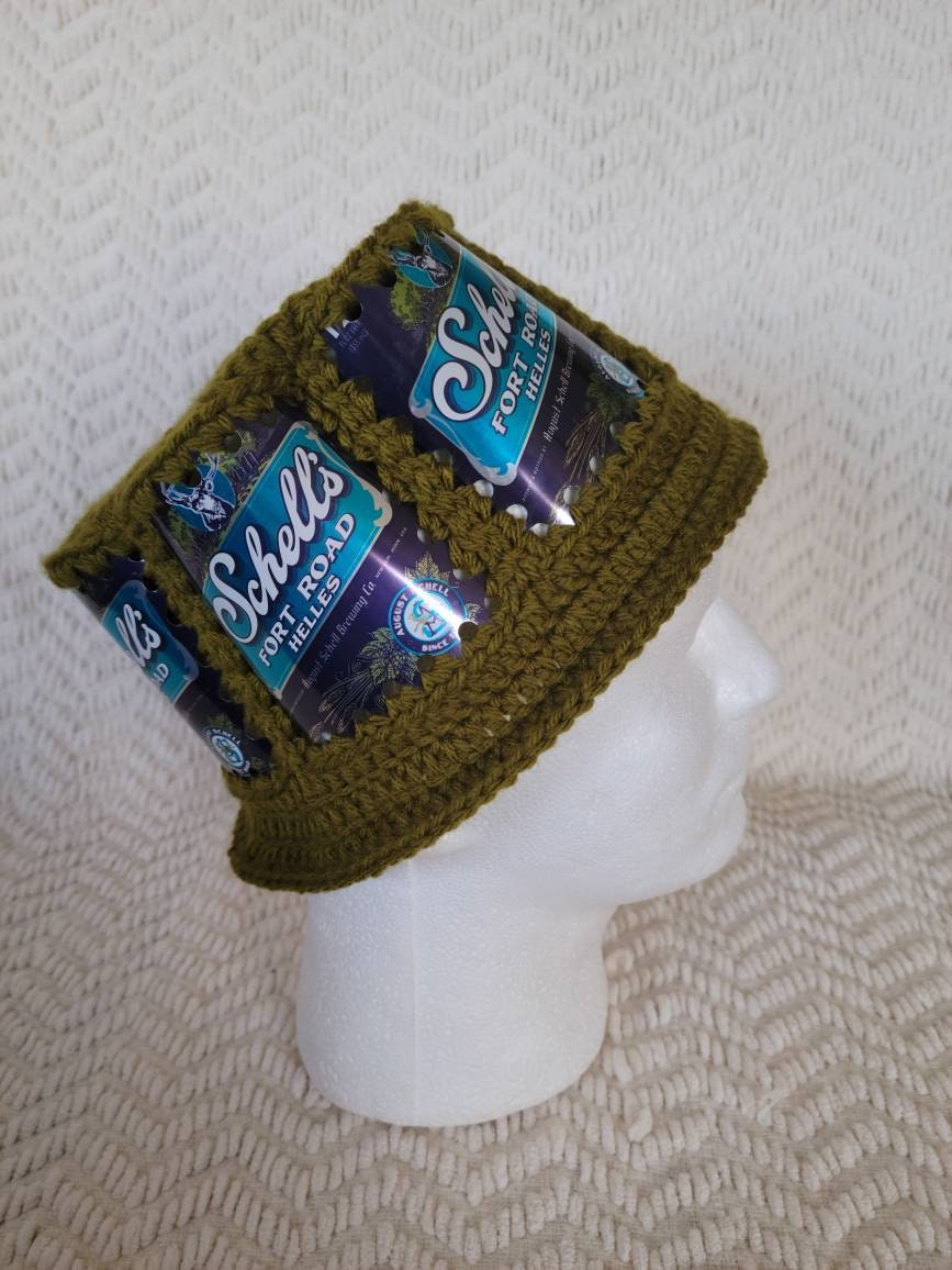 SALE Handmade Crochet Beer Can Hat 