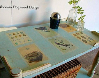 Vintage Hand painted / decoupaged end table