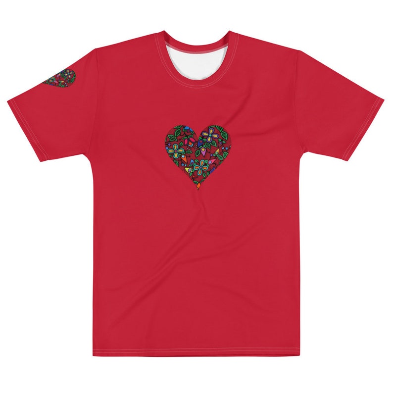 Ojibwe Floral Red Heart Men's Cut T-shirt | Etsy