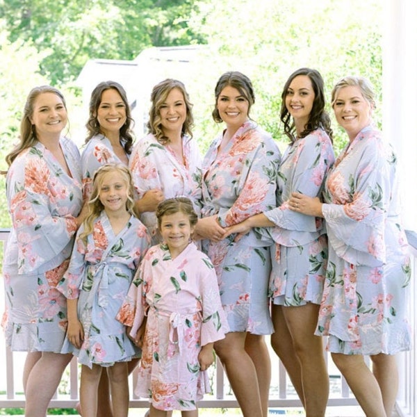 Cotton Floral Bridesmaid Robe | Bridal Party Robe | Bridal Robe | Ruffle Robe | Flower Girl Robe | Bridesmaid Proposal