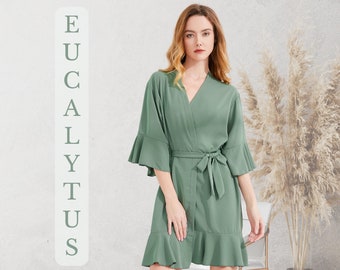 Eucalyptus Bridesmaid Robes | Bridesmaid Gift | Set of Ruffle Robe | Bridal Party PJs | Wedding | Bridesmaid Proposal | Getting Ready Robes