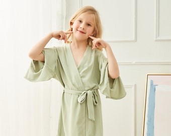 Flower Girl Ruffle Robe | Sage Green Bridesmaid Robes | Bridal Party Robes | Flower Girl Gift Proposal | Bride Robe