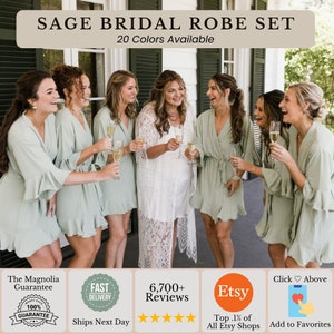 Sage Green Bridal Party Robes | Ruffle Bridesmaid Robe | Set of Wedding Robe | Proposal Gifts for Her | Wedding Favors | Getting Ready Robes