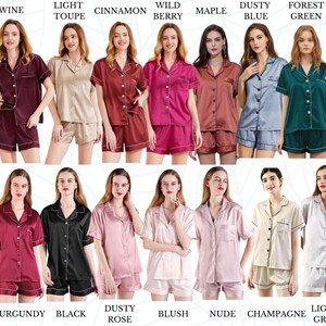 Women's Bamboo Viscose Pajama Set – Short Sleeve Button-Down Top & Shorts, Bride & Christmas PJs