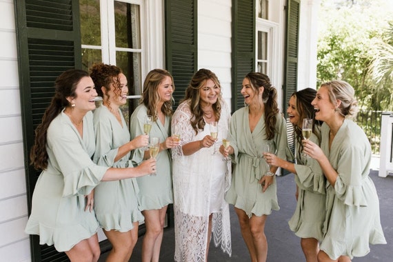 Sage Green Bridesmaids Robe Bridesmaid Gifts Wedding - Etsy UK