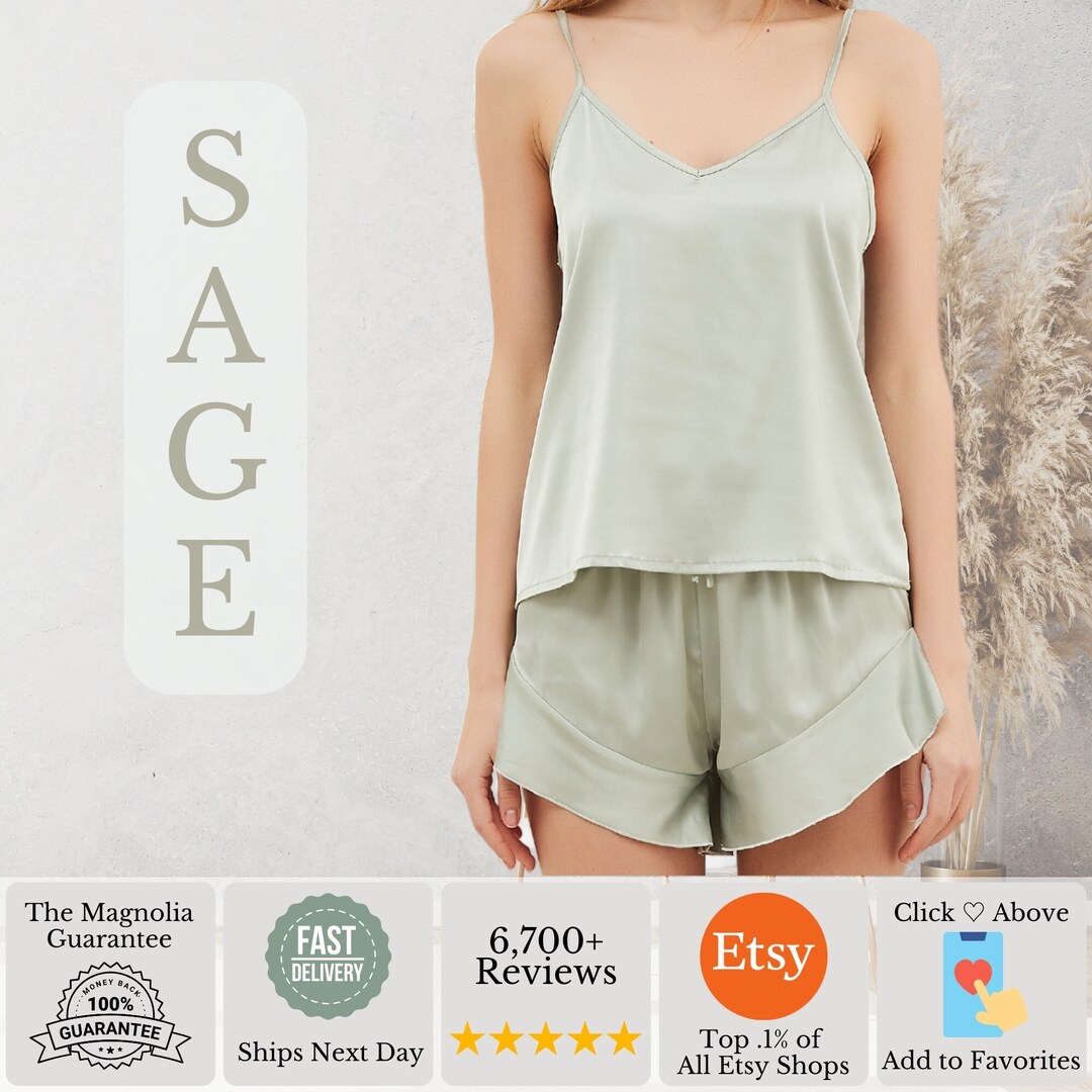Sage Green Bridesmaid Camisole Gift Set Forest Bridal Party Pajamas Bridesmaid Gift Bridesmaid