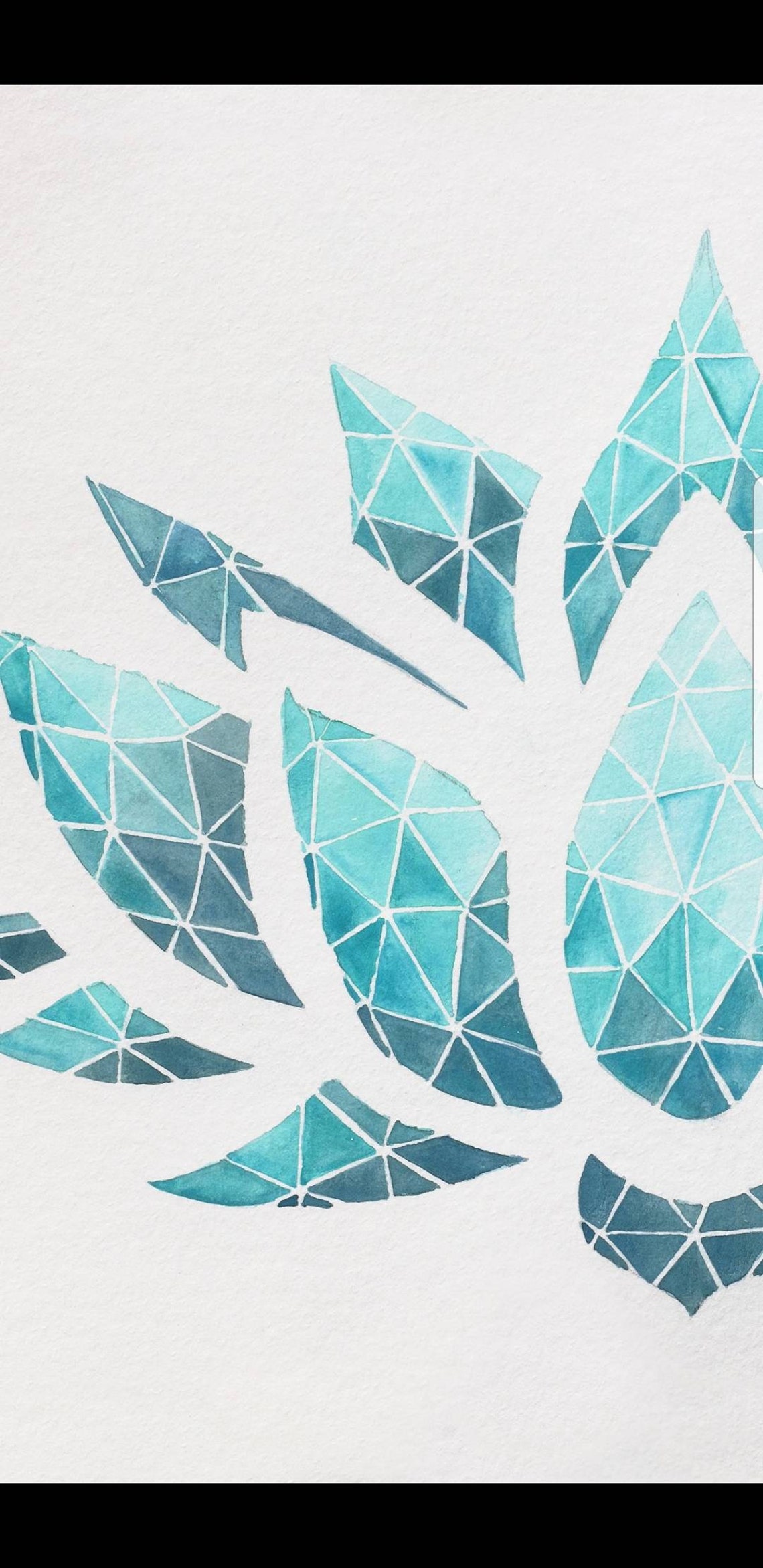 Geometric Lotus Wall Art Print Watercolour Mosaic Lotus Etsy