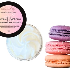 Coconut Macaroon Cookie Body Butter - Coconut Lotion -  Skin Moisturizer - Gift for Her - Cookie Scented Whipped Body Butter