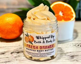 Whipped Body Butter, Orange Whipped Shea Butter, Avocado Butter, Orange Body Butter Whipped Lotion, Natural Body Butter, No Preservatives