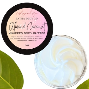 Almond Coconut Whipped Body Butter - Whipped Shea Butter - Almond Coconut Scented Lotion - Smooth Body Butter - Gift Idea for Mom