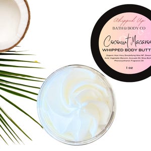 Coconut Macaroon Whipped Body Butter - Whipped Shea Butter - Coconut Lotion -  Skin Moisturizer - Gift for Her - Cookie Scented Lotion