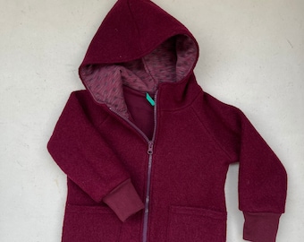 JACKE aus Walk für Kinder mit Reißverschluss BEERE