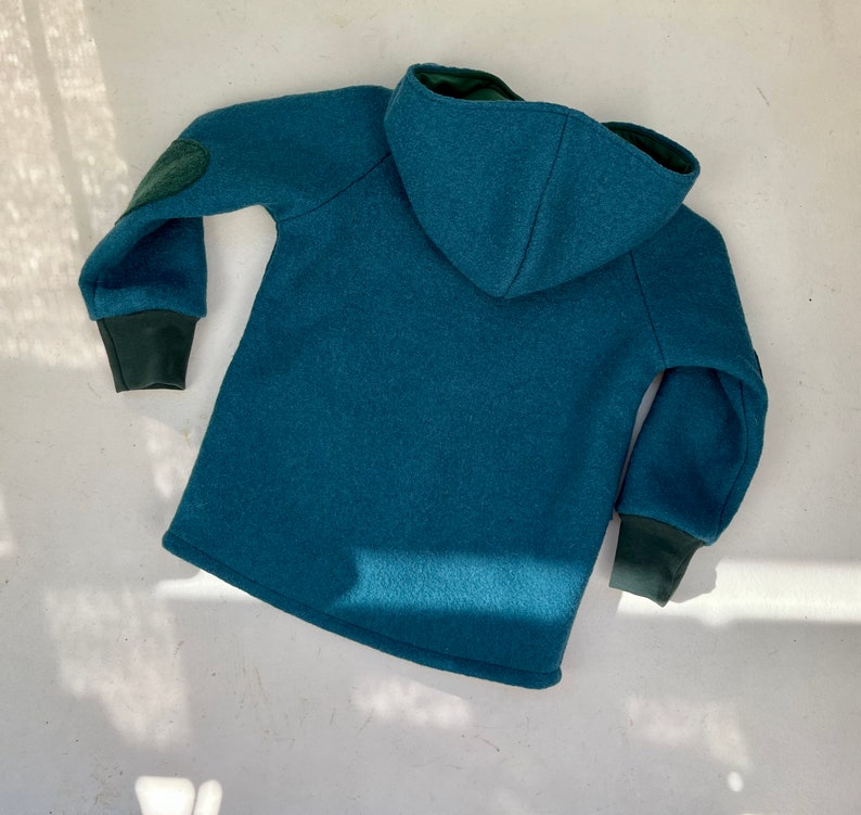 JACKE aus Walk für Kinder mit Reißverschluss PETROLFARBEN image 2