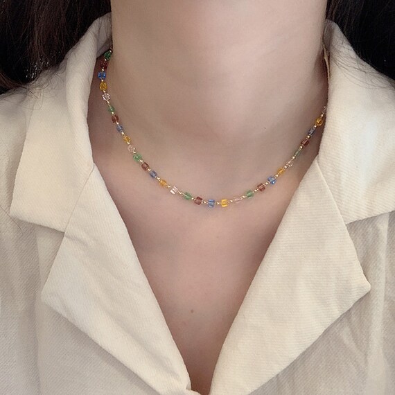 Colorful Glass Beaded Necklace Summer 