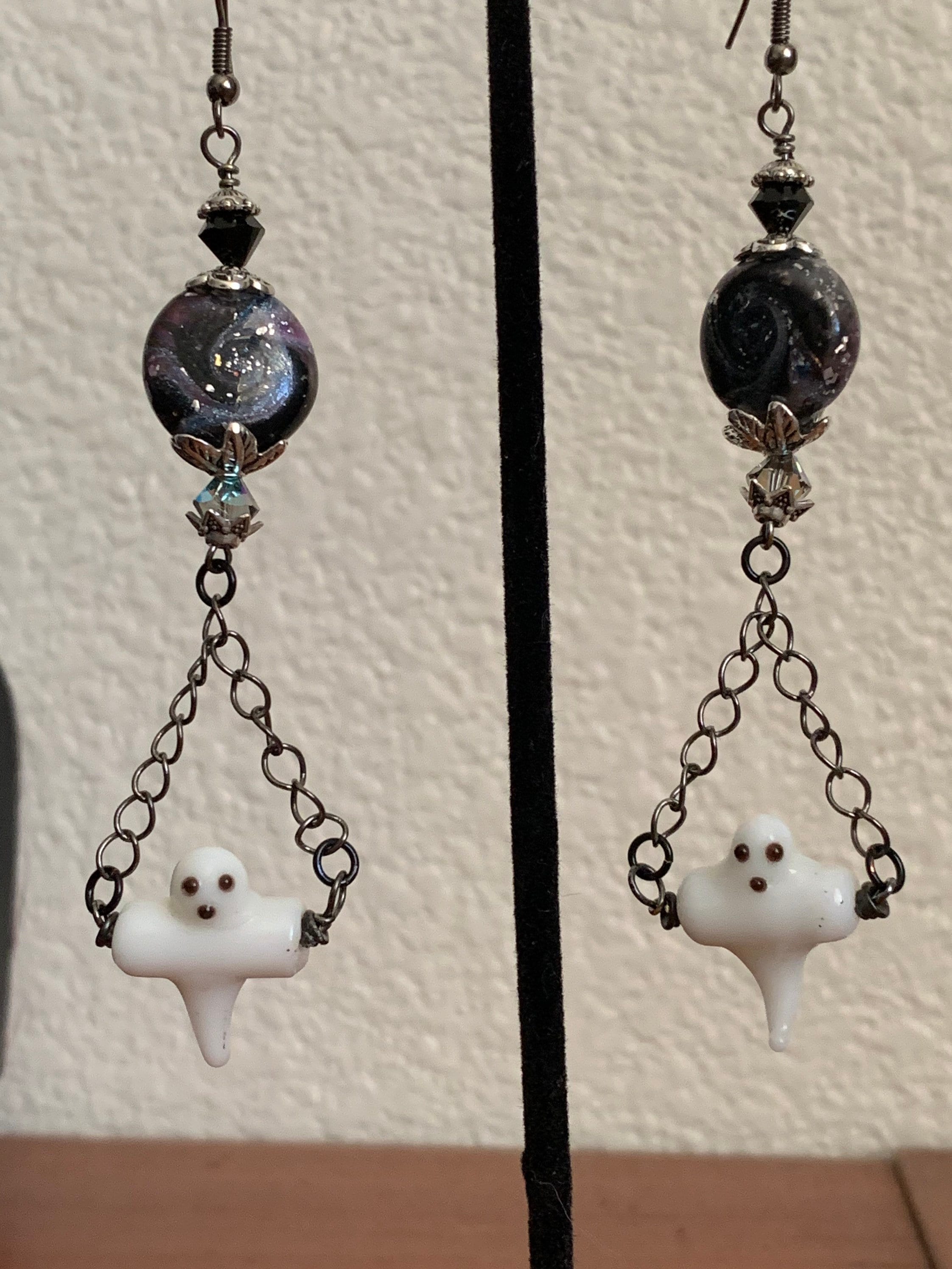 Ghost Dangle Halloween Earrings Handmade Swarovski Crystal - Etsy UK
