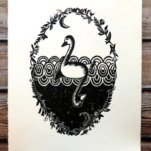 Swan Lake // Original Block Print