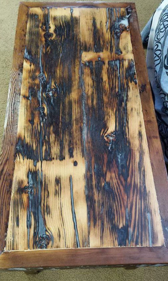 Coffee Table Reclaimed Barn Wood Glows In Dark Etsy