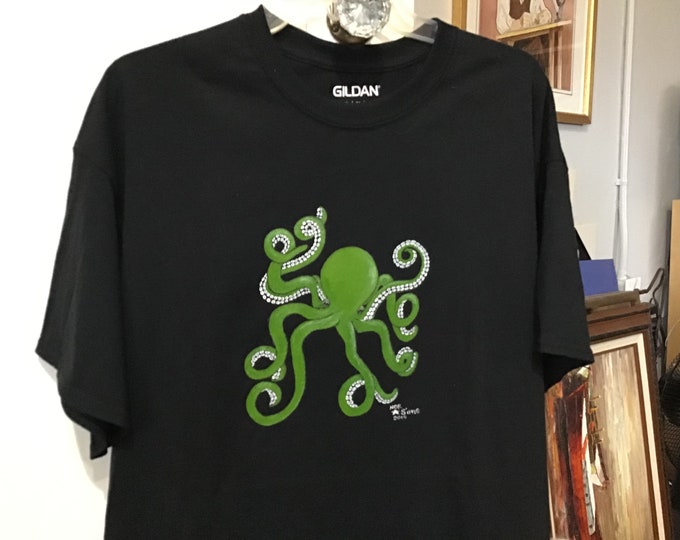 Unique Hand painted Octopus on a t-shirt